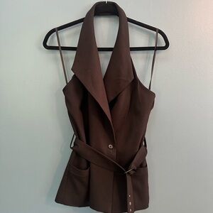 Hutch Anthropologie Classic Black Vest Belted Size Medium NWT